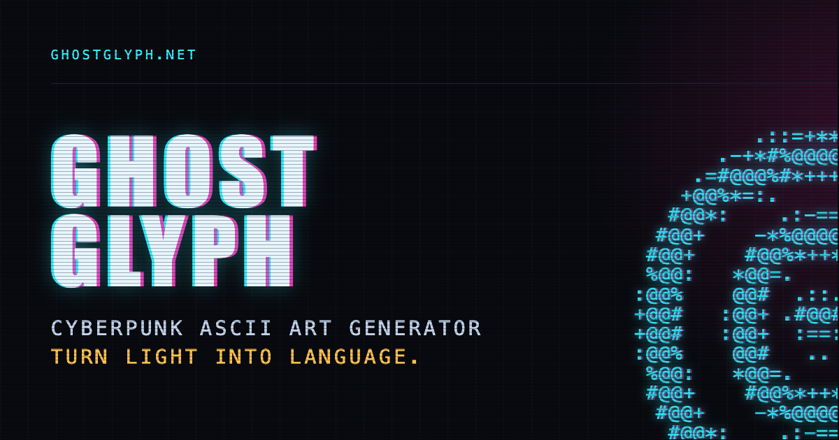 A cyberpunk ASCII portrait made with Ghostglyph